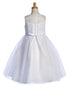 Girls Pearl Sequin Embroidered Tulle Tea Length Communion Plus Size Dress 8.5-20.5